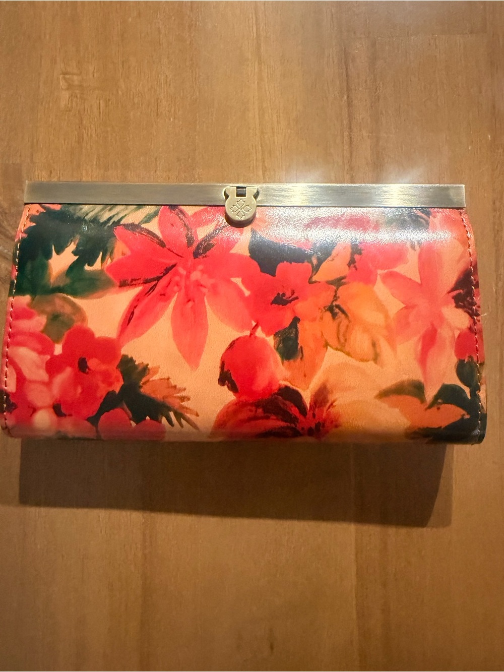 Floral Clutch Wallet in Vibrant Coral and Green